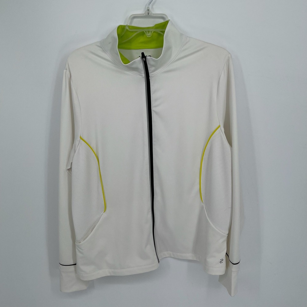 IZOD Women's White Full Zip Long Sleeve PerformX Tennis Golf Jacket Size XL